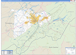 Johnson City Metro Area Wall Map Basic Style 2026